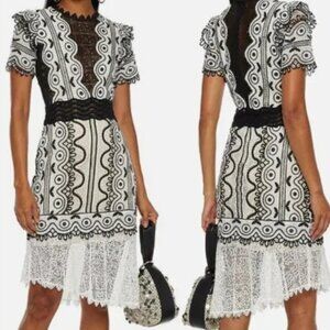 NWOT Sea New York Lola Lace Balck and White Knit Dress XS (Orig. $445)